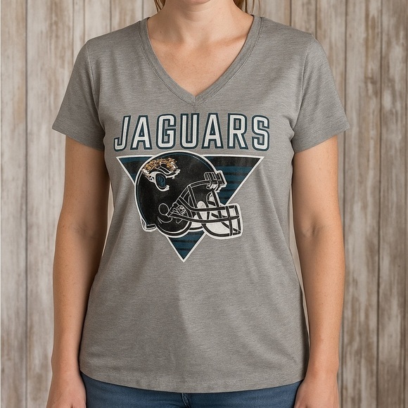 NFL Tops - NFL Jacksonville Jaguars Helmet Tee Women’s Large Gray Graphic Football Shirt
